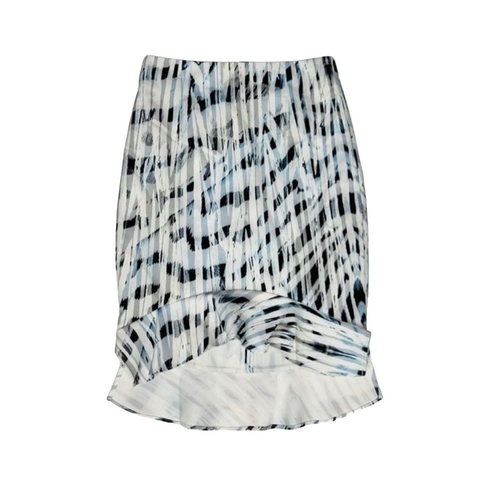 SHILLA Women's Hi-Low Ruffle Hem Pencil Skirt White Size S